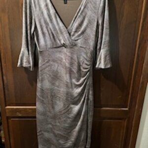 Connected Apparel Petite Metallic Bell-Sleeve Dress